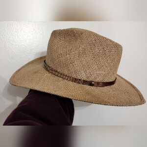 Park Royal Natural Shade Straw Panama Wide Brin Sun Hat Men's Size Medium